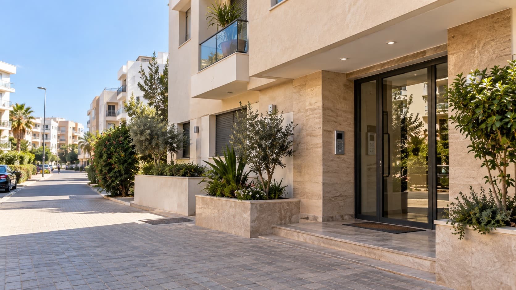 Entrée d'un immeuble résidentiel à Agadir